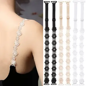 Women Lingerie Accessories 3 Pairs Lace Floral Decorative Bra Straps Adjustable Non Slip Shoulder Straps