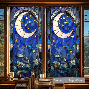 Vintage Starry Night Sky Window Sticker, Removable Window Decal, 45x100cm Beautiful Retro Design, Perfect for Bathroom Living Room Bedroom Decoration