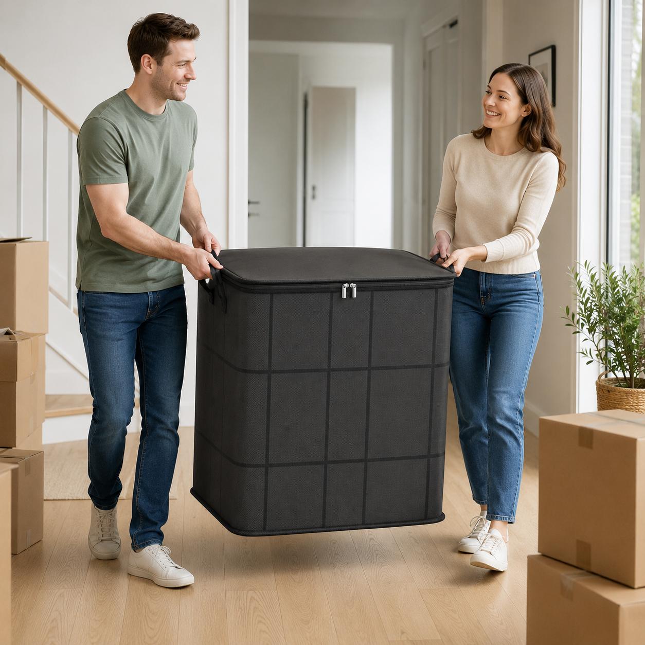 Spacious Moving Storage Bin, Zippered Organizer for Quilts, Bedding & Sweaters, Large Capacity Fabric Bag for Moving Day, Closet & Bedroom Use