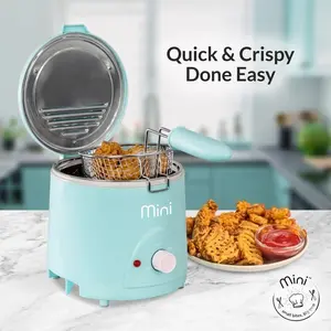 Mini Cooking Pot for Crispy Food Compact Oil-Free Gadget with 1 5L Oil Capacity 120°F to 400°F Control Safe Easy Design Perfect for Apartments and Travel