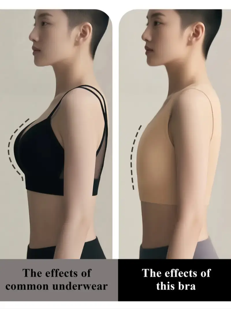 Wireless invisible strapless vest, women's seamless corset bra, wide shoulder strap design, light and breathable fabric, girls disguise as boys, tomboy corset underwear, large and small chest effect, flat chest shaping, Seamless Sports Bras