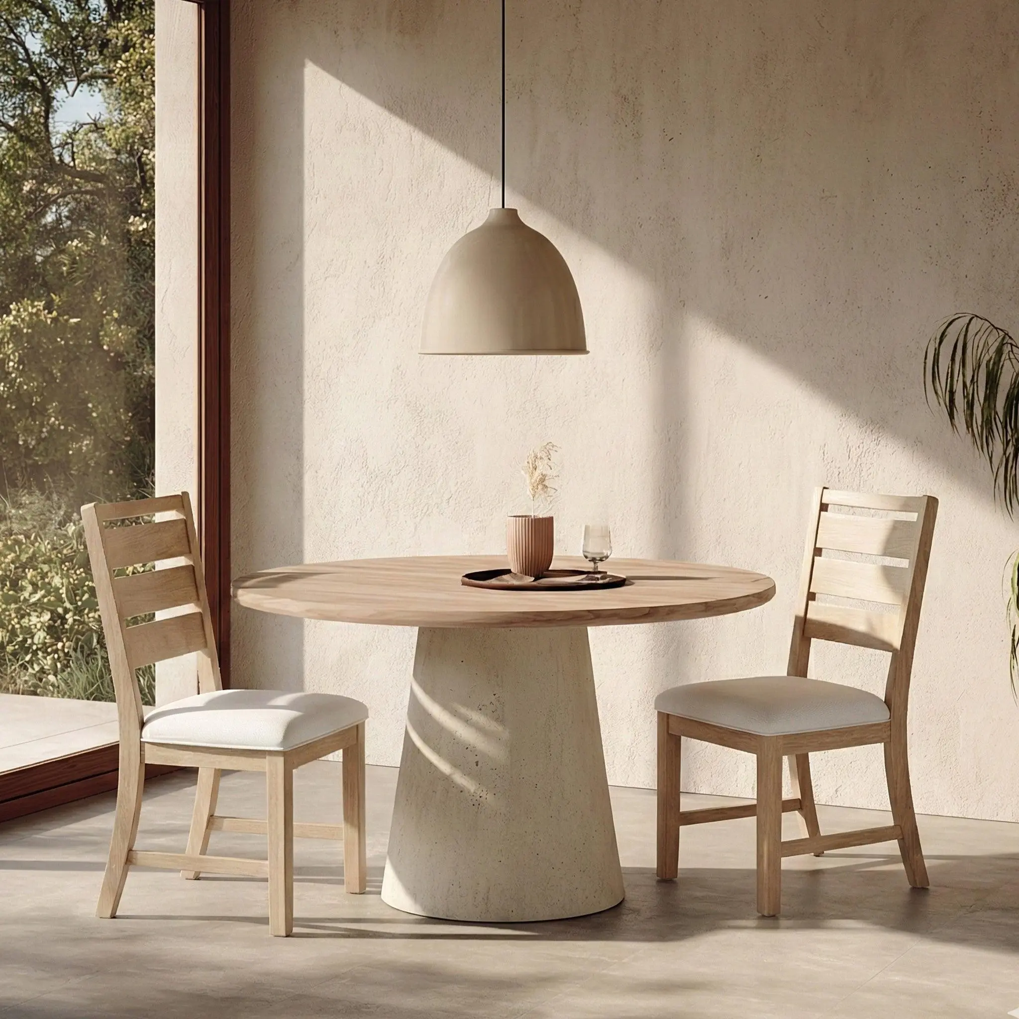 COLAMY SERA Dining Chair Solid Wood Comfort Compact Space-Saving Design 250 LBS Weight Capacity Natural Wood Craftsmanship Breathable Fabric Upholstery
