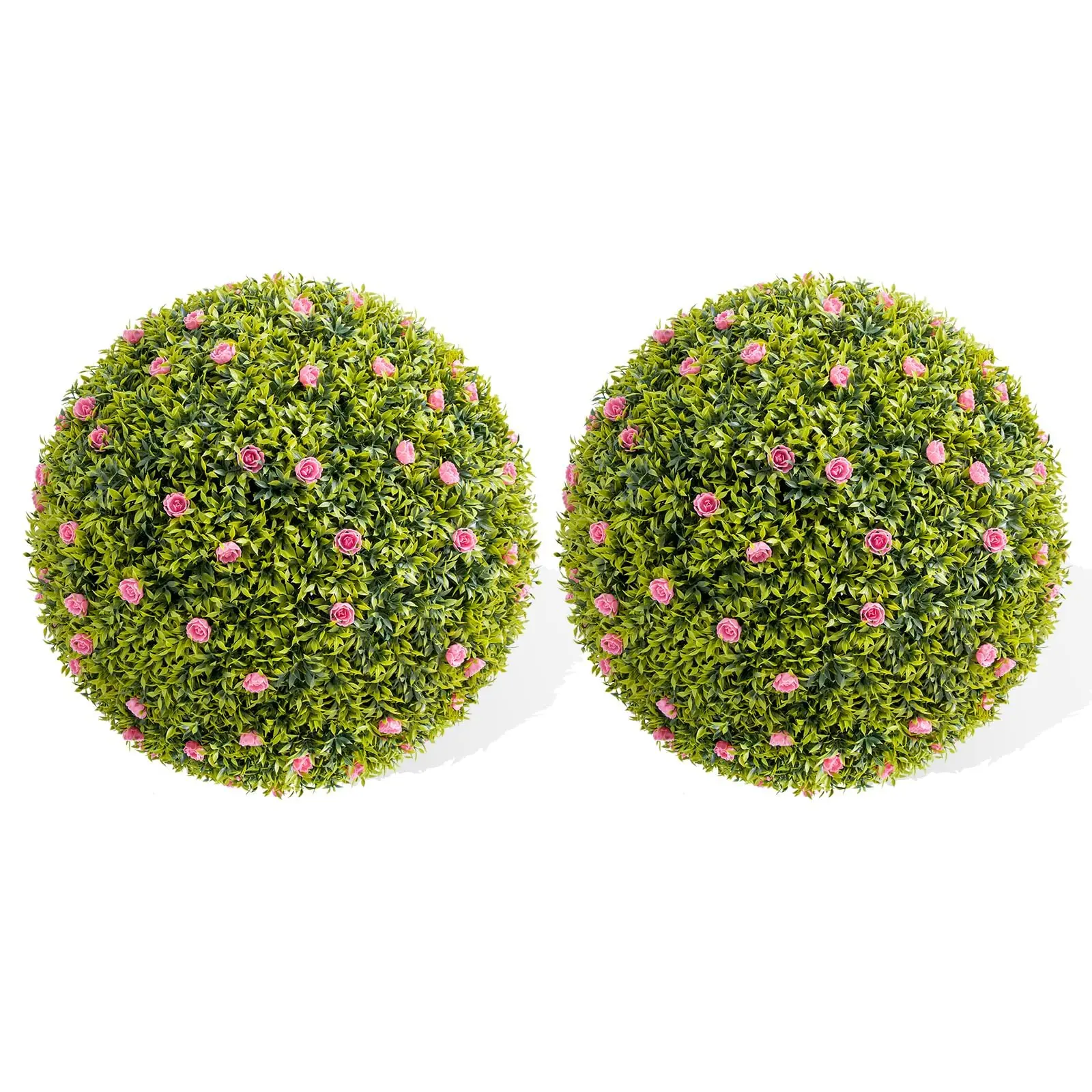 Garvee Set of Artificial Topiary Balls in Various Sizes (16.5 to 22.4 inches) Featuring Realistic Pink, Red, and White Flowers, UV Resistant, Ideal for Indoor and Outdoor Decoration, Includes Hanging Chains and Cable Ties