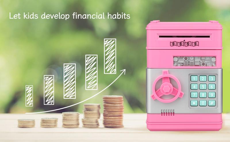 Pink Piggy Bank for Kids with Password Code Lock and Auto Grab Bill Slot, Real Money Cash Coin Can Saving Box Electronic Money Safe Bank, Hot Gift for 4 7 8 9 10 11 Year Old Boys Girls