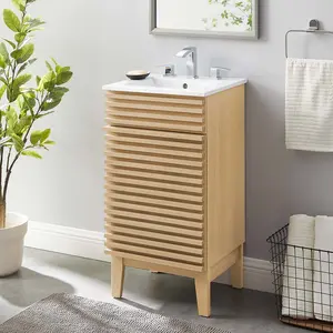 Modway Render 18" Bathroom Vanity Cabinet in Oak White