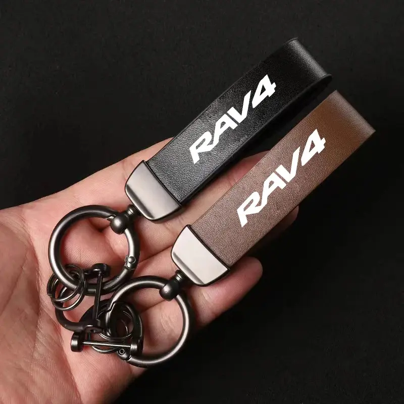 Genuine Leather Car Logo Keychain Wristlet, Motorcycle Key Chain Ring for Toyota Models, Durable & Stylish Accessory, Car Key Chains