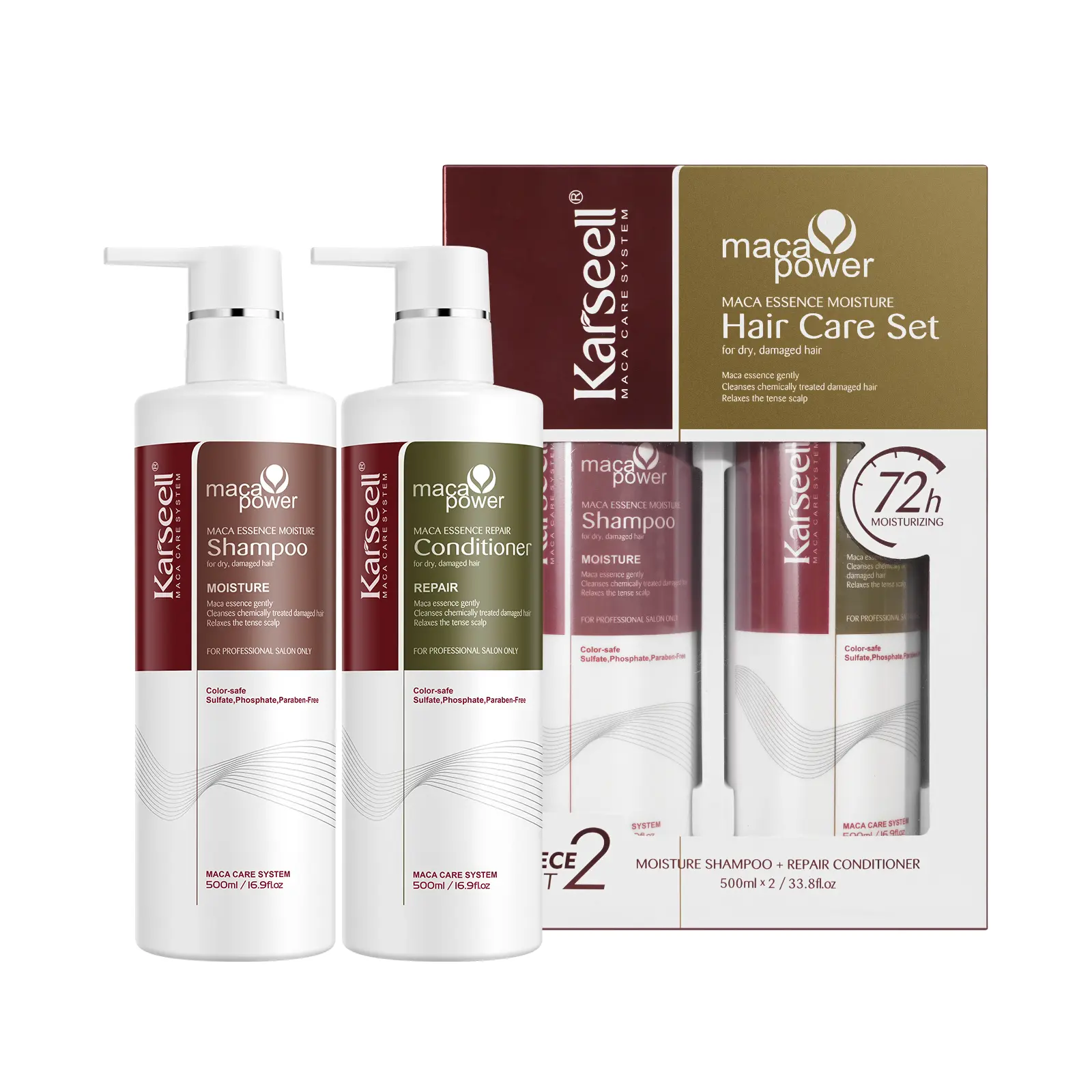 Karseell Collagen Hair Treatment Repair Conditioning Shampoo & Conditioner Set for Dry, Damaged Hair - Moisturizing Cleansing & Argan Oil Treatment