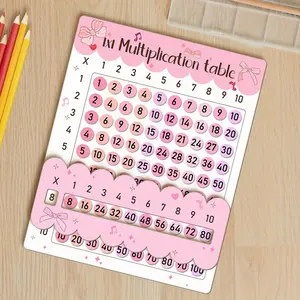 1 Set Pink Themed Wooden Multiplication Table Puzzle Board, Math Manipulatives Multiplication Learning Toy for 1st Grade Kids, Educational Wooden Math Board for Homeschool & Classroom, Ideal Back to School Gift for Girls & Boys