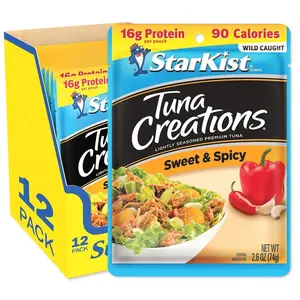 StarKist Tuna Creations Sweet and Spicy, 2.6 oz Pouch Ready to Eat Wild Caught Tuna, 16g Protein, 90 Calories Per Serving, Gluten Free, Soy Free, Kosher, Perfect for Salads, Meals and Snacks