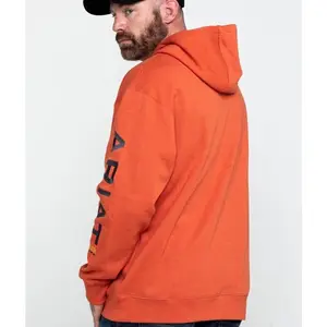 Ariat Men's Rebar Graphic Volcanic Heater 10027809 Orange Fleece Hoodie with Logo Design for Winter Comfort and Protection