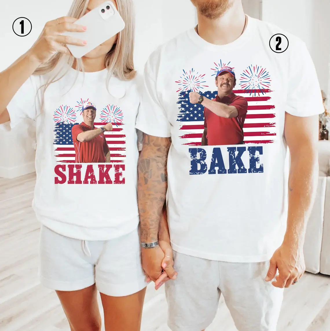 Shake Bake and Freedom Matching T-Shirt, Shake Bake and Freedom 4th of July Shirt Talladega Nights: The Ballad of Ricky Bobby Movie Tee, USA 4th of July