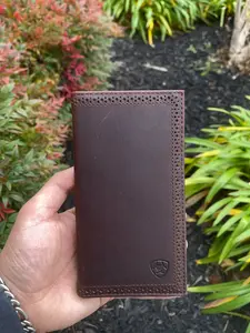 ARIAT MENS COBBLE BROWN RODEO WALLET/ CHECKBOOK COVER