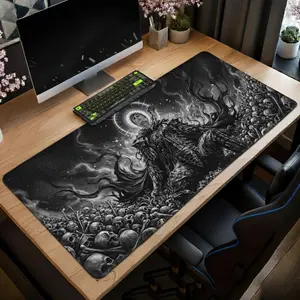 Berserk Guts Desk Mat, Pile of Skulls Dark Fantasy Gaming Mouse Pad Gift