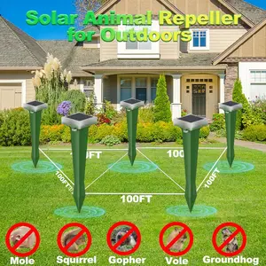 2 pieces new Green Mole Repellent for lawns Gopher Repellent Ultrasonic Solar Powered Snake Repellent Deterrent Mole Repeller Vole Repellent Outdoor Lawns Garden Yard AlPests Sonic Spikes Stakes Chaser8