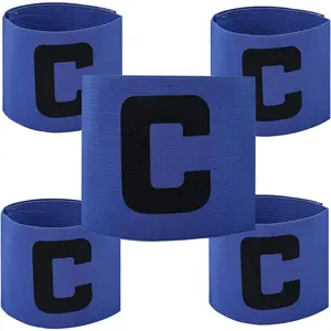 5 Pieces Adjustable Elastic Football Soccer Captain Armband Outdoor Player Bands for Youth Adult