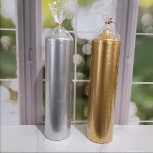 Gold or Silver individually wrapped Pillar candles