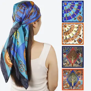 Twicebeauty 4PCS Head Scarf for Women 35Inch Head Scarves Silk Like Satin Neck Scarfs Square Bandana Hair Wraps Scarf for Daily Use