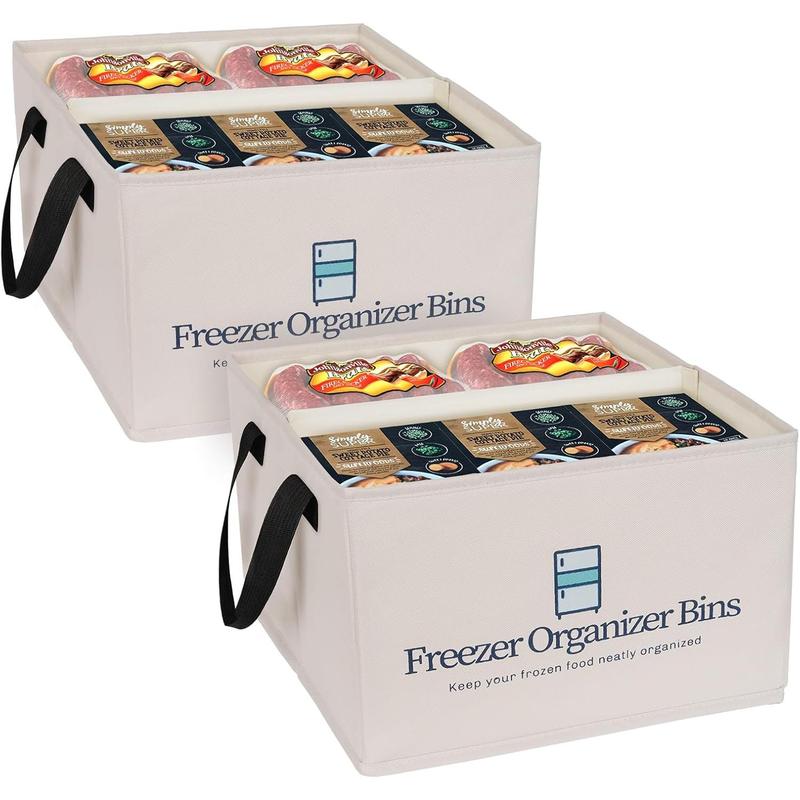Collapsible Freezer Organizer Bins Stackable for Deep Sort Frozen Food ...