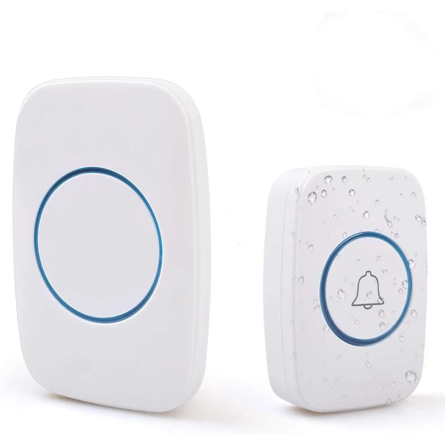 Wireless Home Security Doorbell Kit with Push Button, Home Security System, Super Remote Control, Entry Alarm, IP44 Rating - 500ft Range, Adjustable Volume, 50 Chimes, 1 Sound Unit, 1 Working Unit, Included Alkaline Battery, White Outdoor Solution