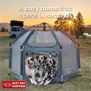 Foldable Pet Playpen for Dogs & Cats, Portable Indoor Outdoor Pet Tent with Breathable Mesh Panels ,Pop-Up Portable for Dog Cat Play Tent , Soft Indoor Outdoor Folding Pet House for Pets