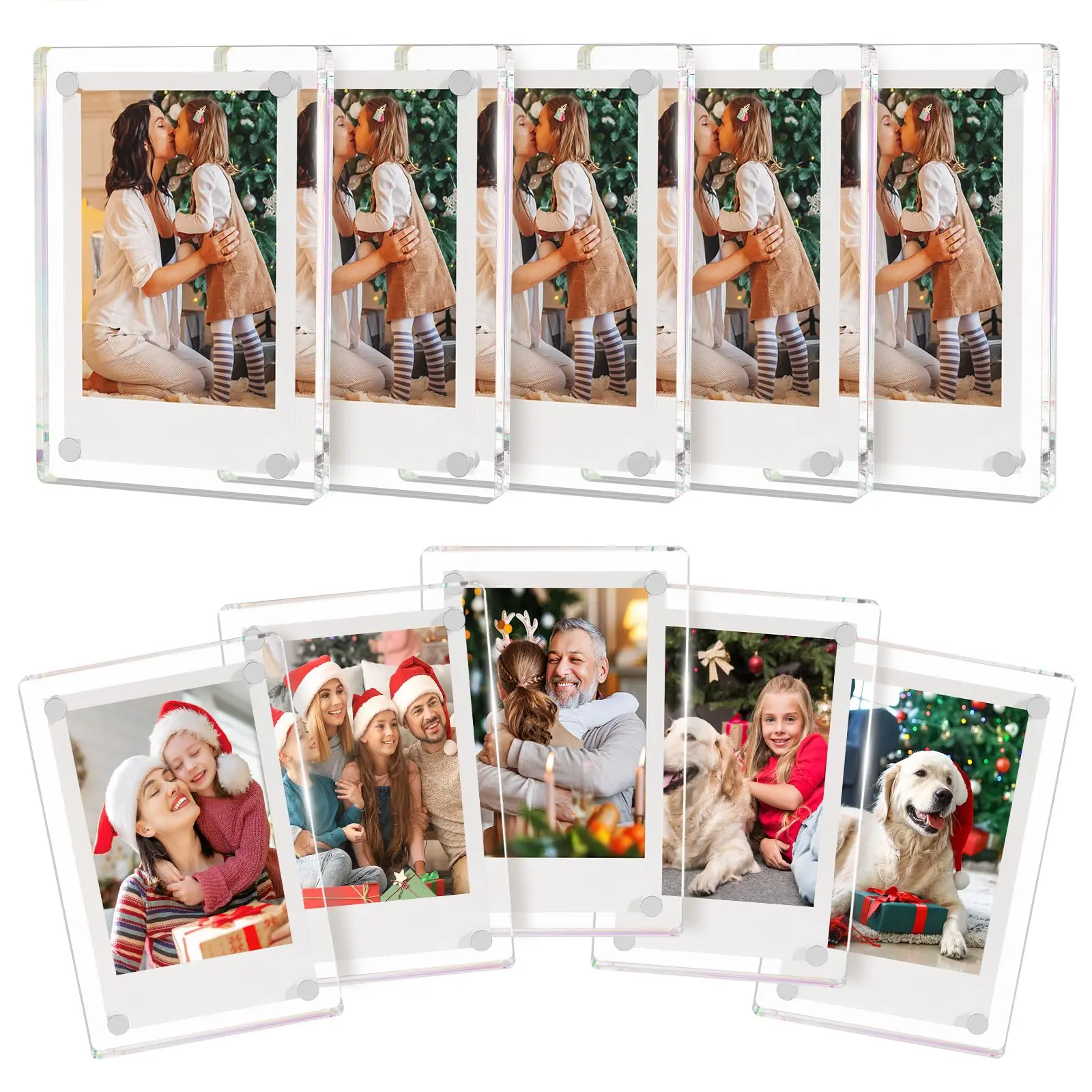 5pcs/10pcs Acrylic Fridge Magnetic Frame for Polaroid, 2.36x3.54 In Mini Picture Frames for Fujifilm Instax Mini, Double Sided Photo Refrigerator Magnet Picture Frame, Clear Picture Display Frame