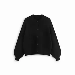 CiderKnit Round Neckline Button Oversized Cardigan