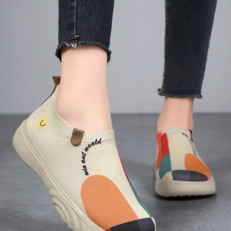 Women's Thick Sole Platform Slip-On Shoes, Lightweight Breathable Casual Fashion Sneakers, Comfortable All-Season Footwear, Slip on Style, Lightweight Slip Ons, Daily Wear Shoes, Trendy Shoes