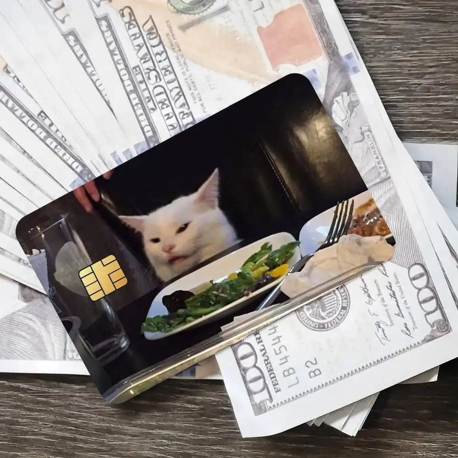 Funny Cat Money Credit Card Skin, Meme Wallet Card Vinyl Sticker, Cute Pet Card Cover