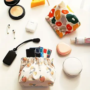 1pc Stylish Print Cosmetic Bag, Handheld Cosmetic Pouch, Portable Versatile Coin Purse With Automatic Lock, Versatile Pouch