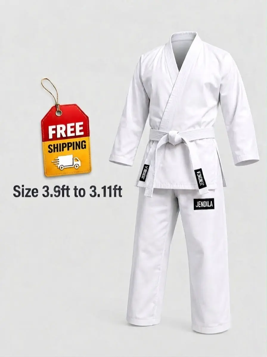 Traditional Martial Arts Uniform with Jacket, Pants & White Belt Lightweight Karate Gi Set for Kids & Adults (Size 00)