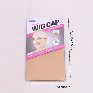 2pcs Yonova Wig Caps, Stocking Caps For Wigs Stretchy Nylon Wig Caps For Women Beige Hairpiece Headwear
