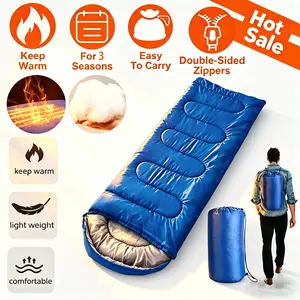 2026 model upgraded outdoor camping envelope-style sleeping bag for spring, summer and autumn seasons. It is waterproof and warm, suitable for adults to use.