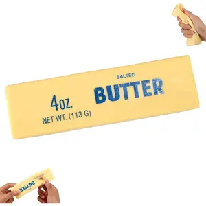 Lyreh 1pcs Squeeze Butter Squishy Toy, PU Material Butter Stick Slow Rising Squeeze Food Fidget Toy for Office School (Light Yellow)