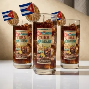 Cuba Libre Candle - 12 oz Gel Wax Candle with Cuban Flag Decor and Iconic Drink Design