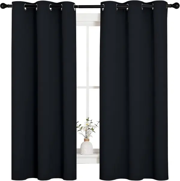 100% Polyester 2-Panel Double Layer Blackout Curtains - Traditional Drapery, Non-Customised, High Thread Count, Thermal, Noise Reduction, Privacy Focus, Smooth Texture, Machine Washable for Living Room, Bedroom Windows