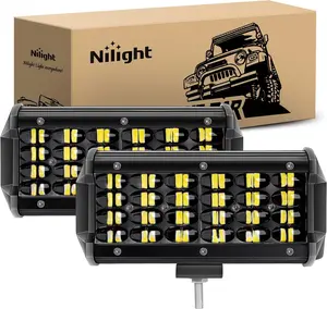 Nilight Led Pods 2Pcs 6.5 Inch 72W 7000LM Quad Row Light Bar Flood Spot Combo Driving Lamp Off Road LED Work Lights for Van Camper Wagon Car Pickup Golf Cart ATV UTV SUV Truck Boat 4x4 light pod light bar dealsforyoudays