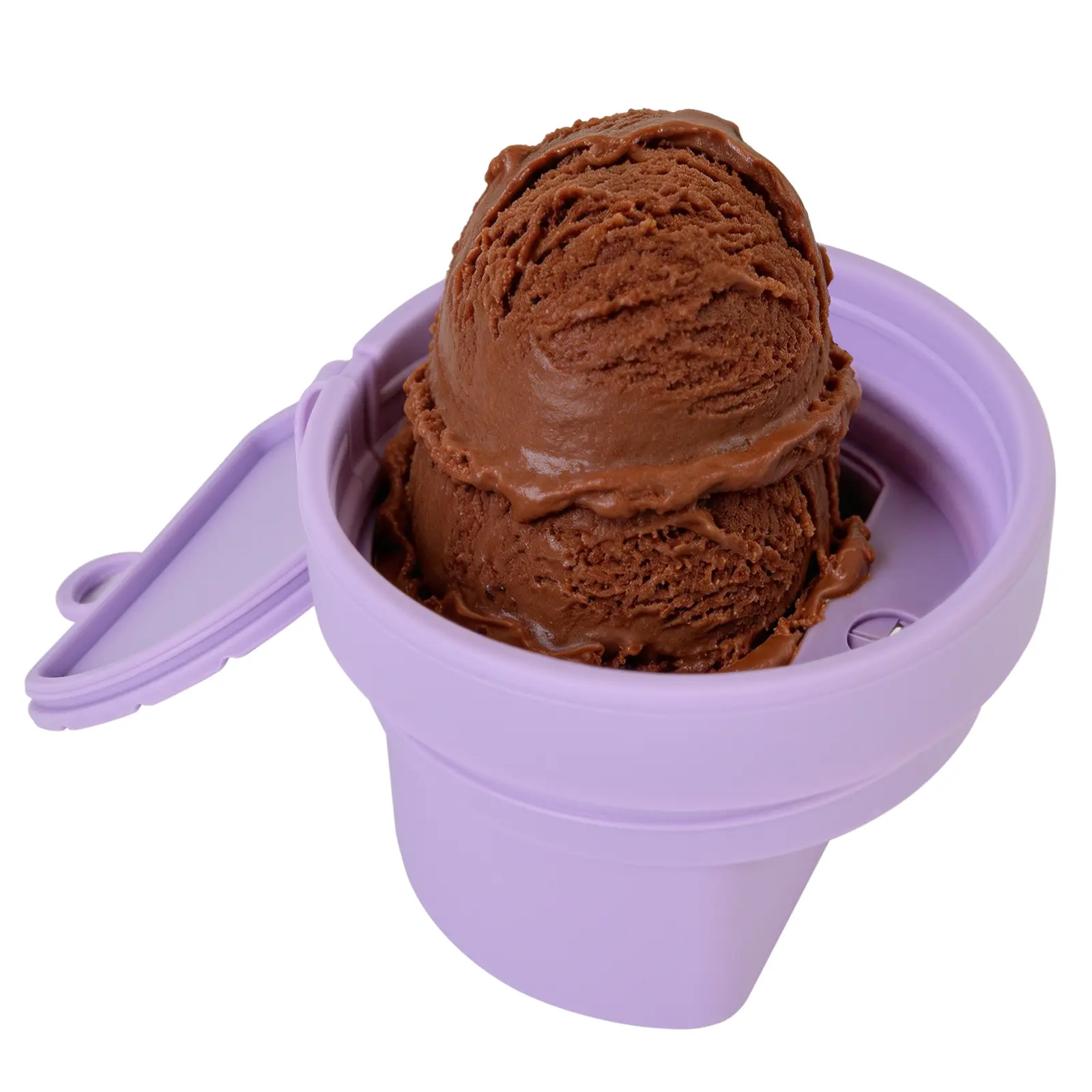 SUSTEAS Reusable Food-Grade Silicone Ice Cream Cup with Scoop & Lid - 6.52oz Leakproof BPA-Free Freezer Container, 1-Serving, Fits 10cm Caliber Tumblers, Home & Kitchen Use, Easy Rinse Clean, On-the-Go