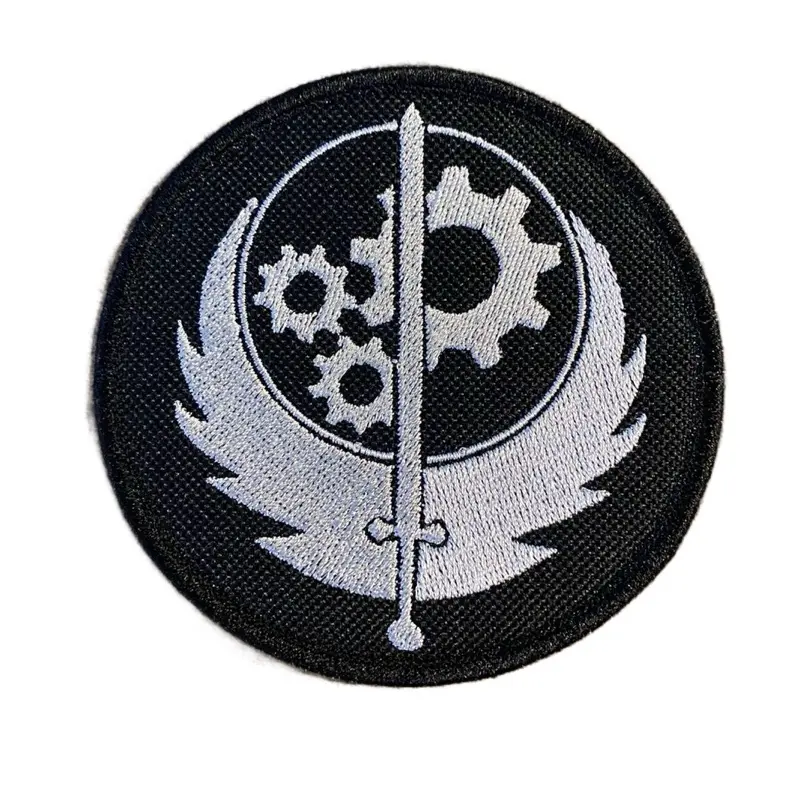 Fallout Brotherhood of Steel Emblematic Detailed Embroidery Gaming Patch for Gamers, 3.75 in, Durable Stitching, Sew-On/Iron-On/Hook Backing, Fabric Applique Collectible Cosplay Sewing Accessory