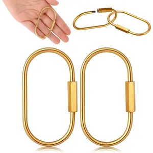 2 Pcs Brass Screw Lock Keychain, Durable Brass Screw Lock Clip Key Chain Ring Durable Simple Brass Keychain Holder Brass Key Ring Simple Style Car keychain for Men Women Gold