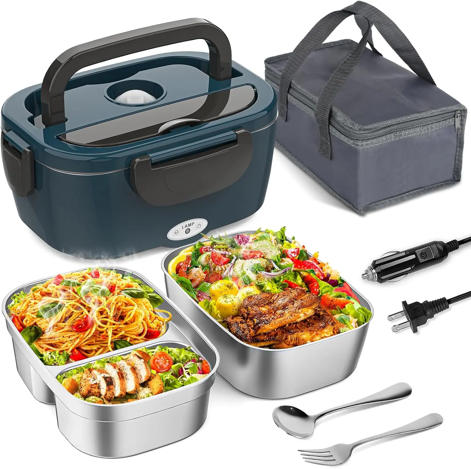 Electric Heated Lunch Box for Adults, Portable Food Warmer for Work and Travel, Keeps Meals Hot On the Go for Car and Office Use, Convenient Kitchen Essential and Practical Gift Idea for Everyday Meals