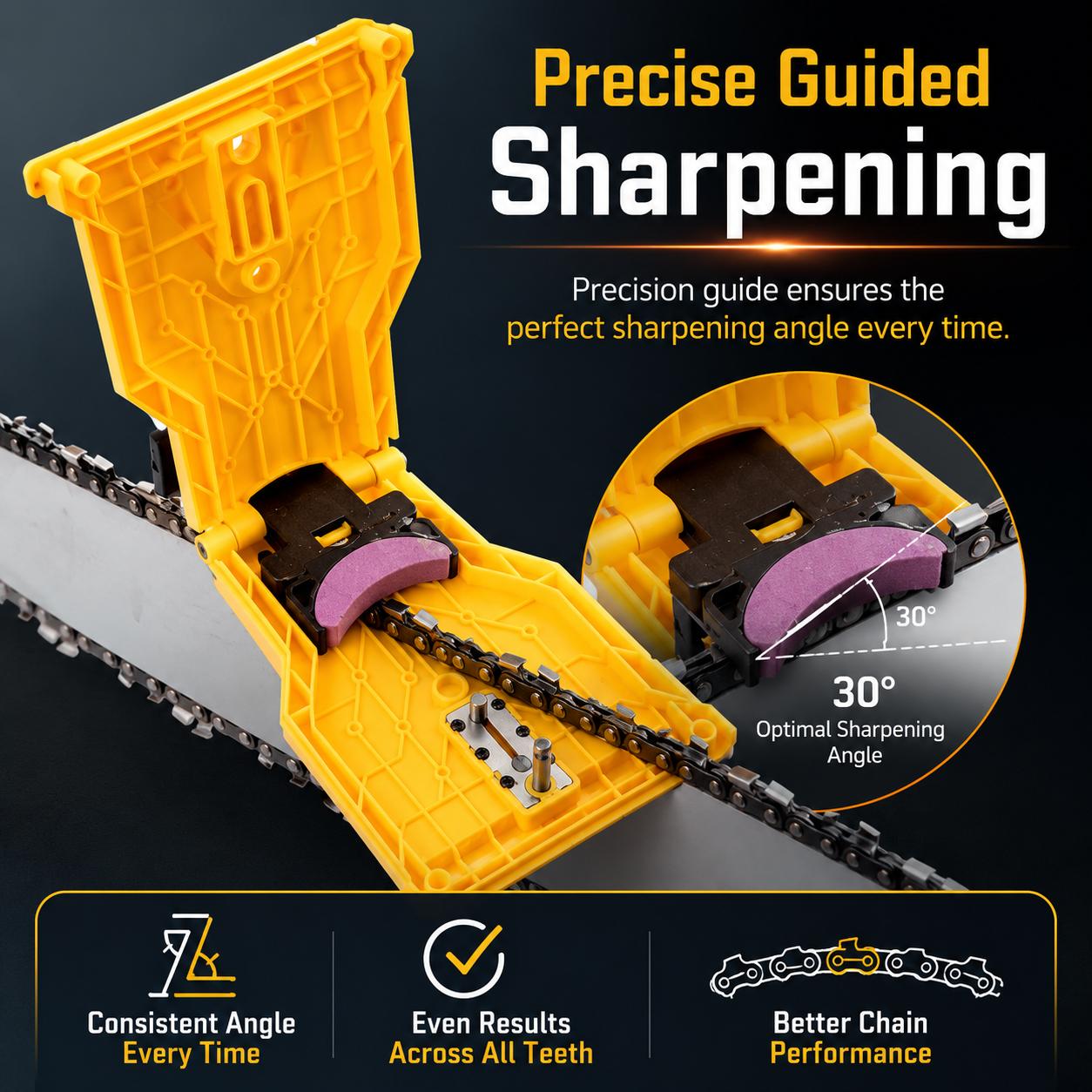 Portable Teeth Chainsaw Sharpener, Proprietary Bar-Mount Chain Saw Fast Sharpening Tool