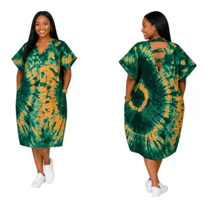 CRZ Knee Length Ankara Dress With With Open Back Strap