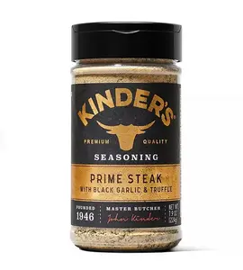 Kinder's Premium Quality Prime Steak with Black Garlic & Truffle Seasoning 7.9 oz Bottle Dual Opening Lid for Easy Measuring or Sprinkling