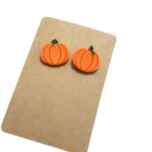 Clay Pumpkin Stud Earrings - Perfect for Halloween Season