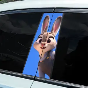 2Pcs Zootopia Theme Car Decals - Simple peel and paste B-pillar protection, durable and old-resistant, perfect for personalizing your vehicle, car protection | Bold visual effects | Peelable stickers, car