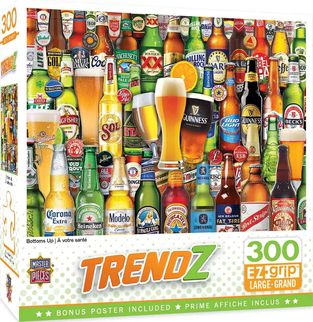 Bottoms Up 300-Piece Large EZ Grip Puzzle Game, Fun Activity for All Ages, Great Gift for Puzzle Enthusiasts, 300 Pieces