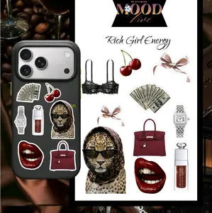 Rich Girl Energy - Luxurious Lifestyle 3D stickers design with Leopard Print, Cherry, and Money Stickers for Phone cases & laptops Journals & planners Water bottles & bags Anyone that gives that girl energy.