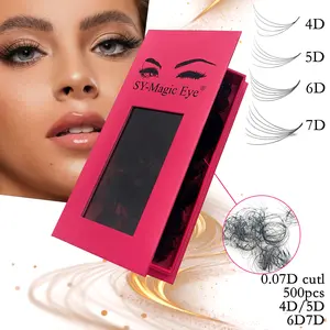 500 Fans Premade Fans Eyelash Extensions,4D-5D-6D-7D, 0.07mm Thickness, Natural & Volume,8-15mm / Mixed Length, C / D Curl, Loose Fans, Easy to carry, Natural & Soft, Party and Travel