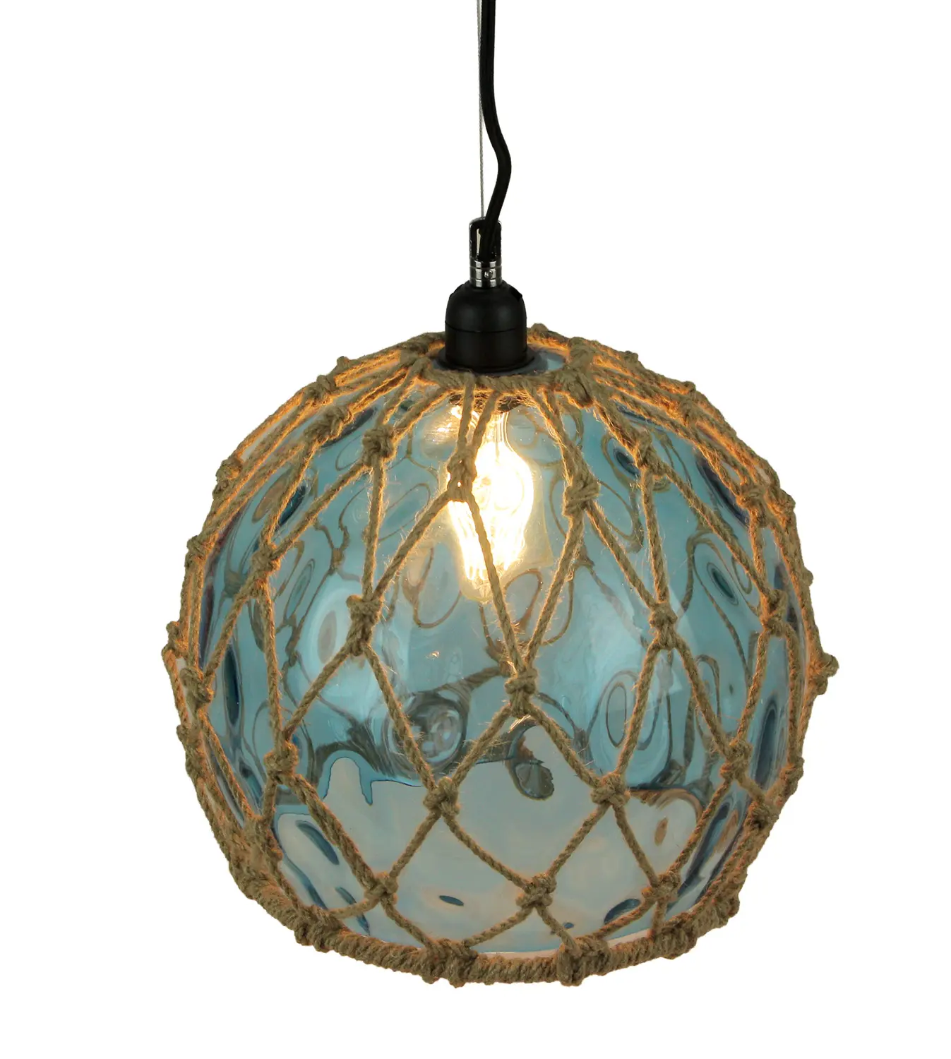 Glass Rope Wrapped Pendant Light Coastal Ceiling Lamp