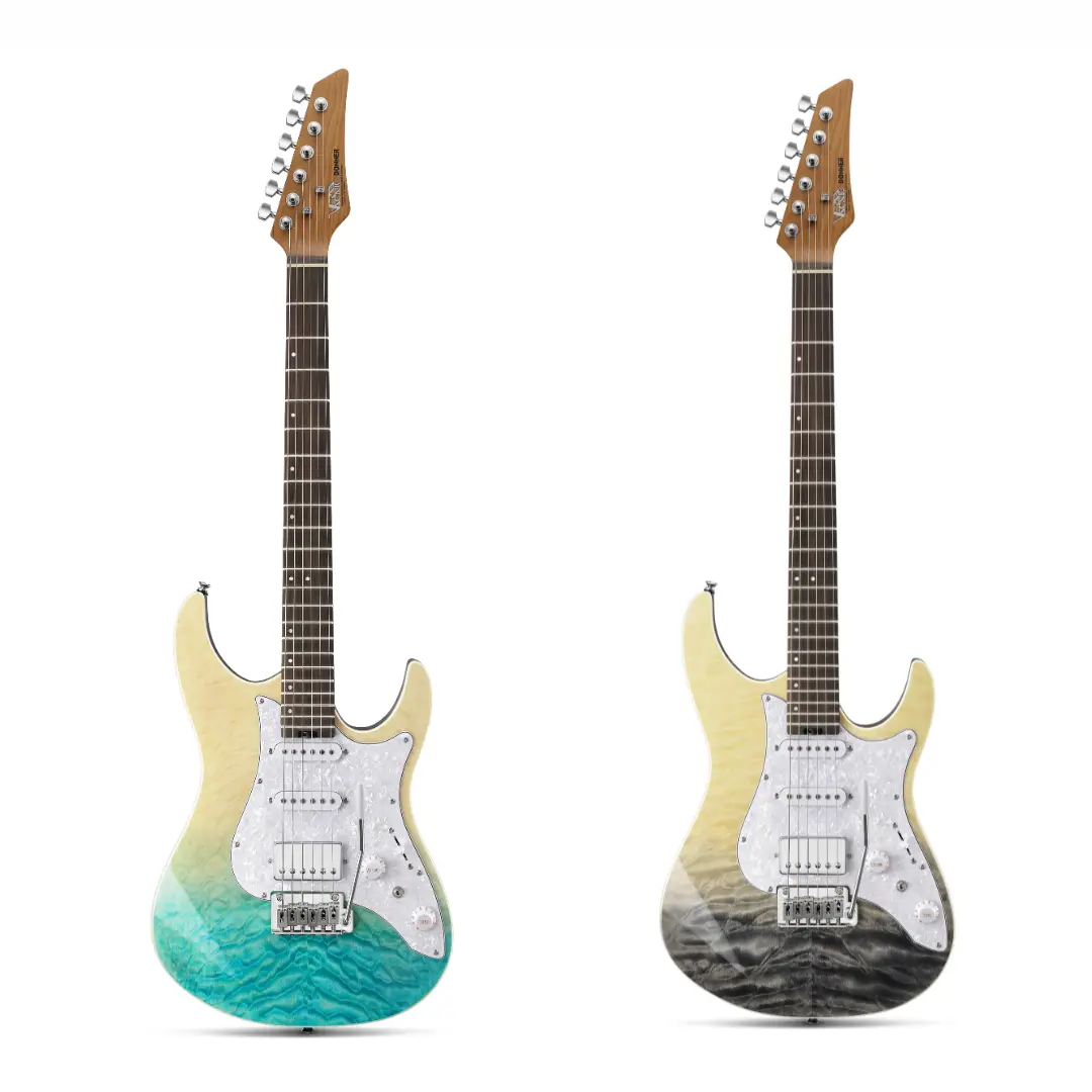 Donner 39-in Electric Guitar (DST-550) with Gradient Colors, Solid Double-cut Poplar Body, HSS Pickups, 1:18 Fully Enclosed Locking Tuners, 7-Tone Selection System, 600D Waterproof Nylon Oxford Gig Bag